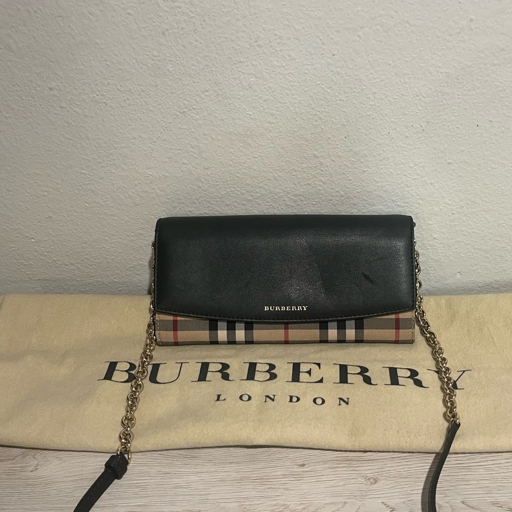 Burberry Leather & Plaid Crossbody Bag